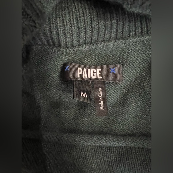 PAIGE Raudi Cold Shoulder Wool Blend Turtleneck Sweater in Dark Spruce Size M - Picture 9 of 10